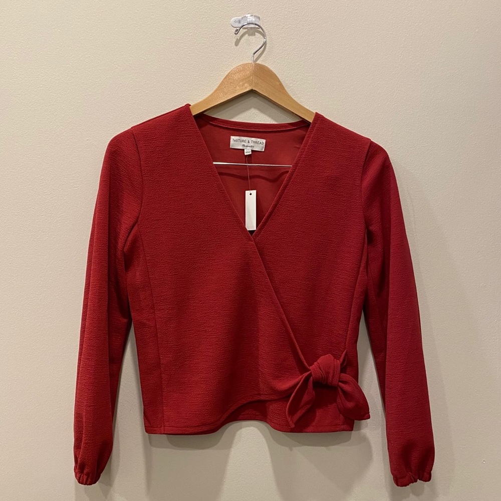 Madewell Texture and Thread Long Sleeve Wrap Top